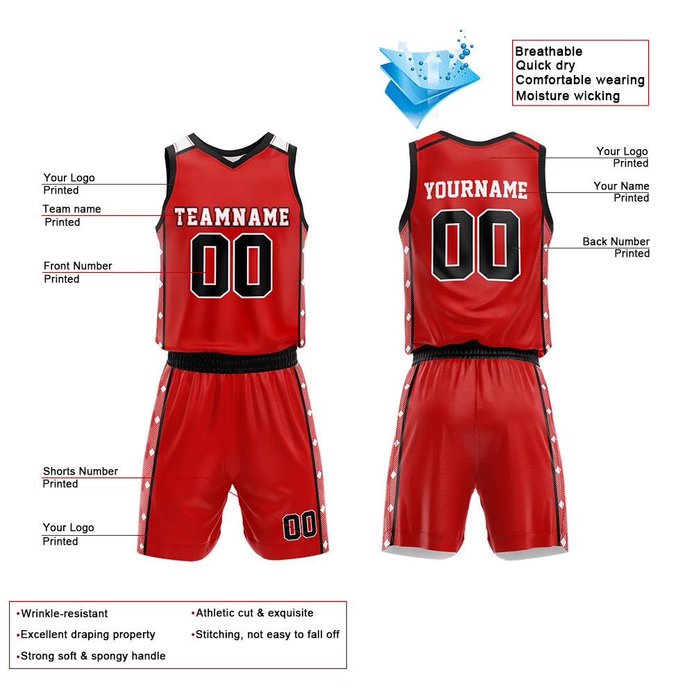 Custom Red-Black Basketball Jersey for man women uniform Suit Kids Adults Personalized Jersey