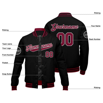 Custom Varsity Jacket Letterman Jacket For Men, Women And Youth Crimson Black
