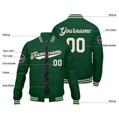 Custom Varsity Jacket Letterman Jacket For Men, Women And Youth Green Cream