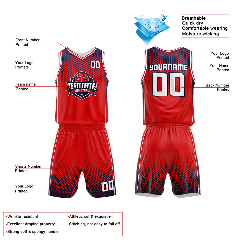 Custom Red-Navy Basketball Jersey for man women uniform Suit Kids Adults Personalized Jersey