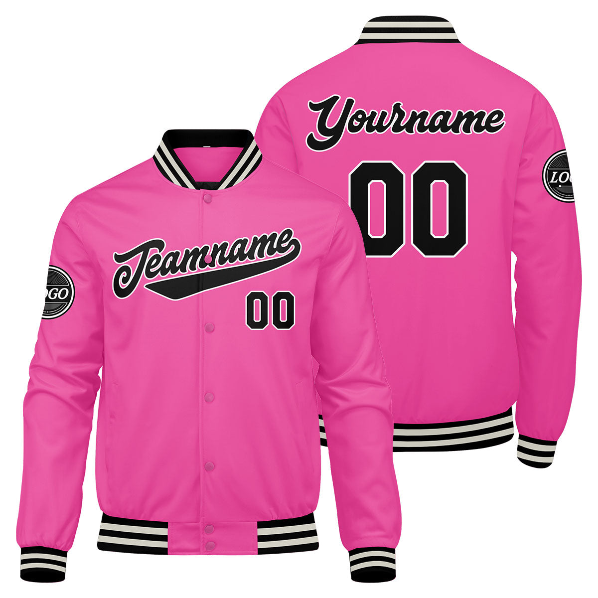 Custom Varsity Jacket Letterman Jacket For Men, Women And Youth Pink