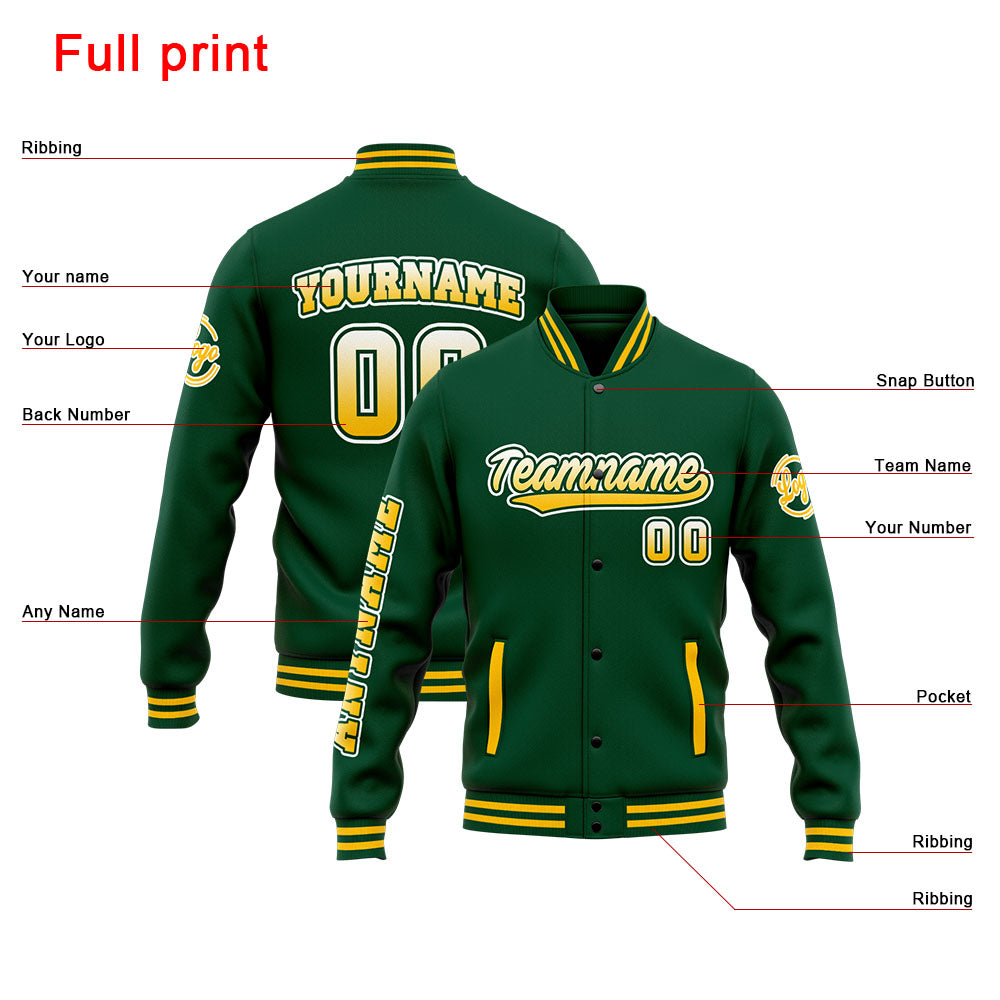 Custom Varsity Jacket Letterman Jacket For Men, Women And Youth Green