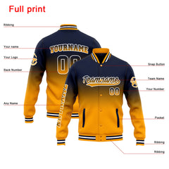 Custom Varsity Jacket Letterman Jacket For Men, Women And Youth Navy Orange Gradient