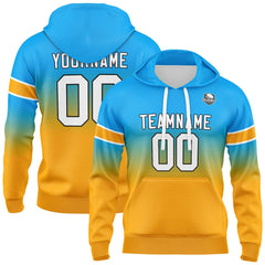 Custom Gradient Hoodie For Man Woman Girl Boy Print Your Logo Name Number Light Blue Orange