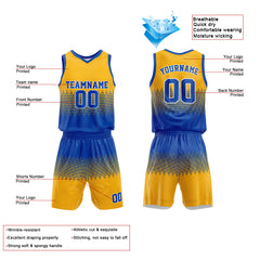 Custom Blue-Yellow Basketball Jersey for man women uniform Suit Kids Adults Personalized Jersey