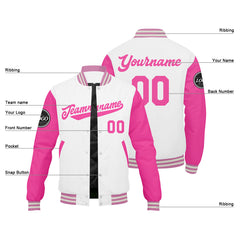 Custom Varsity Jacket Letterman Jacket For Men, Women And Youth Pink