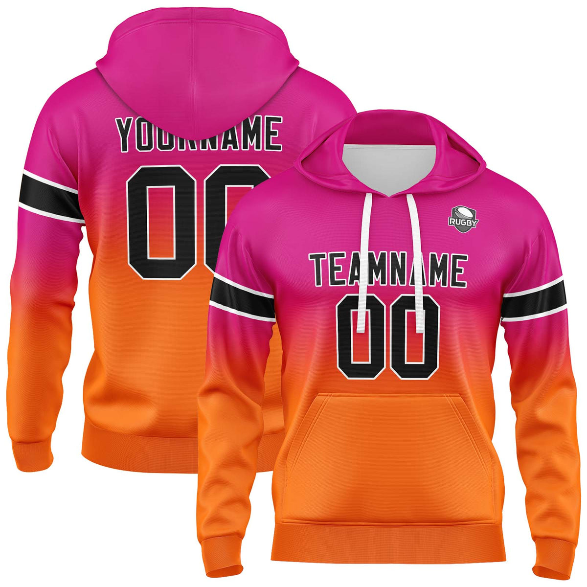 Custom Gradient Hoodie For Man Woman Girl Boy Print Your Logo Name Number Rose Orange