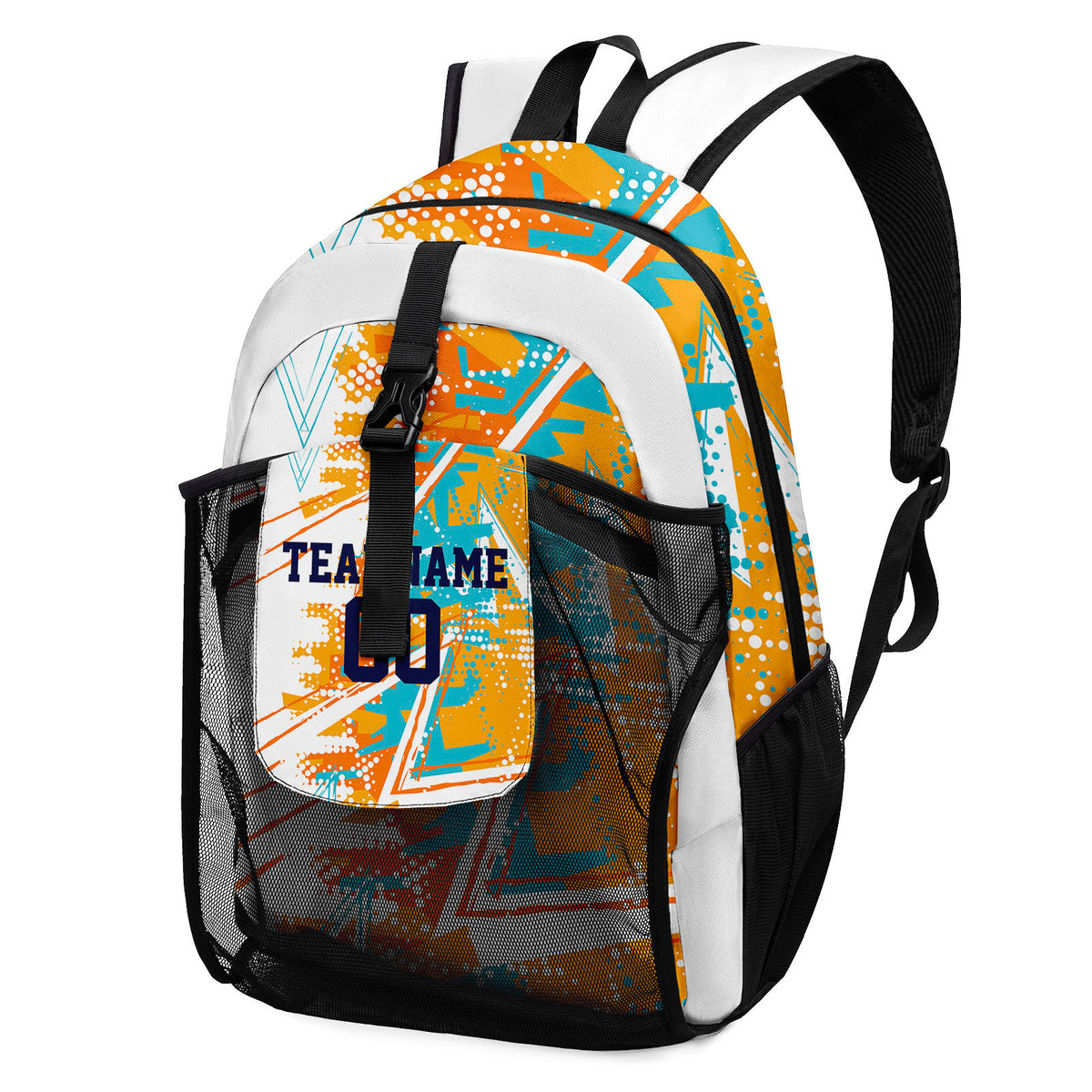 Customize Orange White Backpacks Featuring Personalized Names, Numbers and Logos