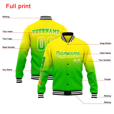 Custom Varsity Jacket Letterman Jacket For Men, Women And Youth Yellow&Green
