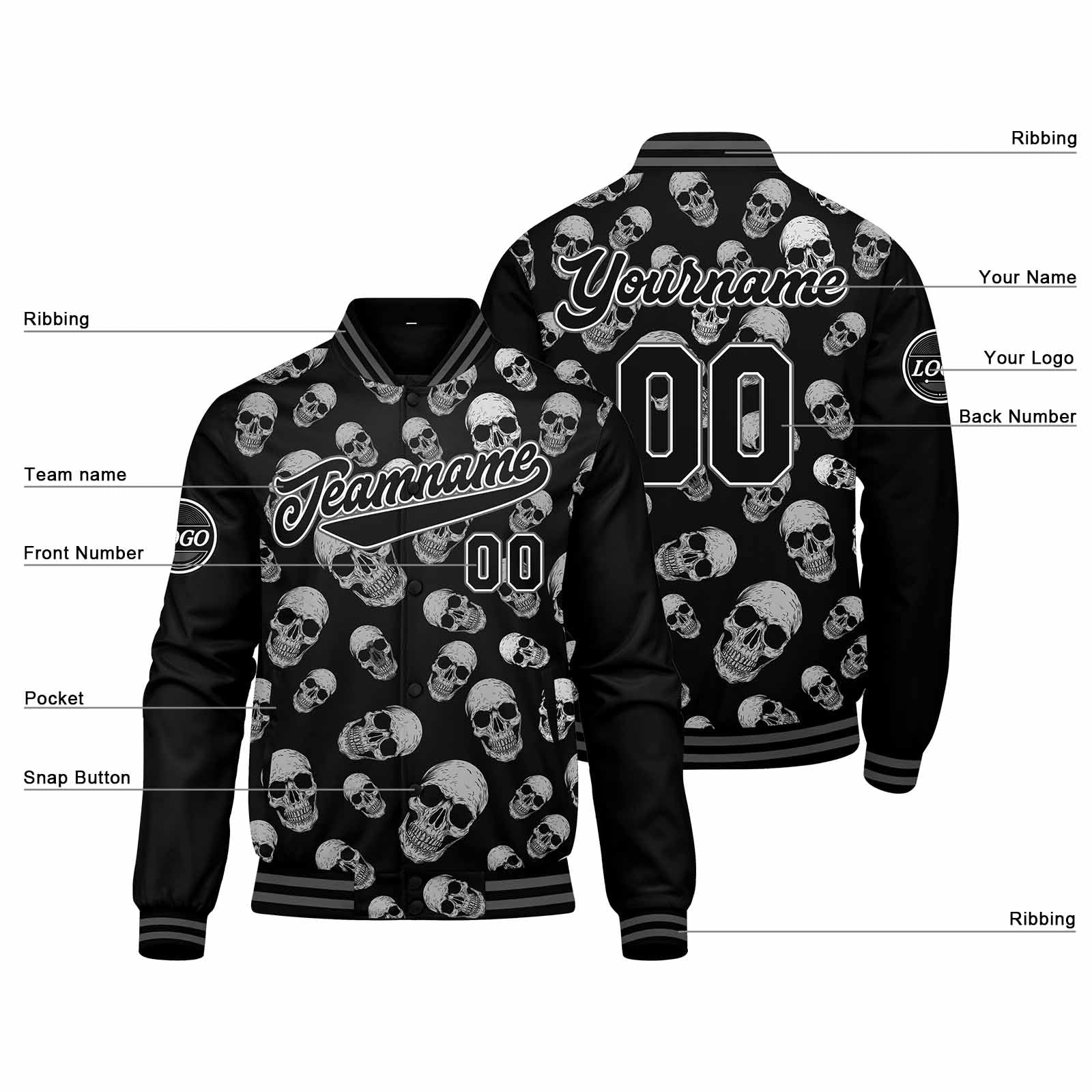 Custom Varsity Jacket Letterman Jacket For Men, Women And Youth Grey