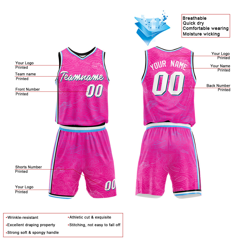 Custom Pink Basketball Jersey for man women uniform Suit Kids Adults Personalized Jersey