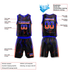 Custom Black-Royal-Orange Basketball Jersey for man women uniform Suit Kids Adults Personalized Jersey