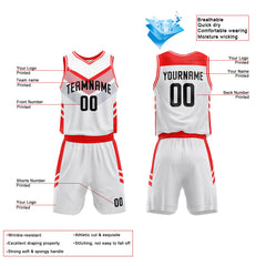 Custom White-Red Basketball Jersey for man women uniform Suit Kids Adults Personalized Jersey