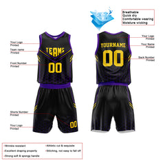 Custom Black-Purple Basketball Jersey for man women uniform Suit Kids Adults Personalized Jersey