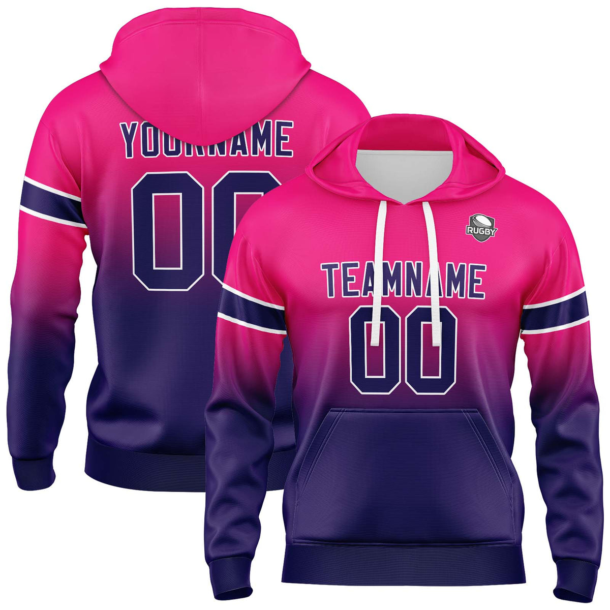 Custom Gradient Hoodie For Man Woman Girl Boy Print Your Logo Name Number Rose Dark Purple