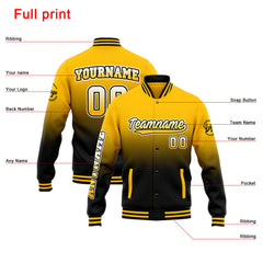 Custom Varsity Jacket Letterman Jacket For Men, Women And Youth Yellow Black