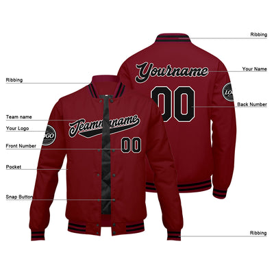 Custom Varsity Jacket Letterman Jacket For Men, Women And Youth Crimson Black