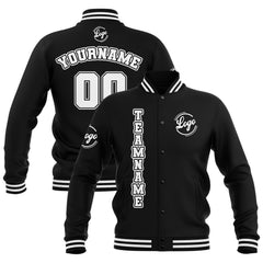 Custom Black White Waterproof Varsity Jackets Personalized Stitched Name Number Logo to Letterman Jackets