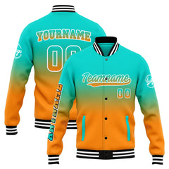 Custom Varsity Jacket Letterman Jacket For Men, Women And Youth Teal&Orange