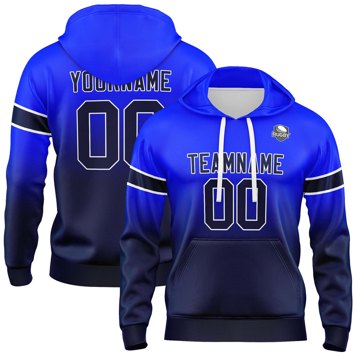 Custom Gradient Hoodie For Man Woman Girl Boy Print Your Logo Name Number Royal Navy