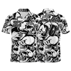 Custom Retro Skull-Black&Grey Football Polo Shirts Add Your Unique Logo/Name/Number