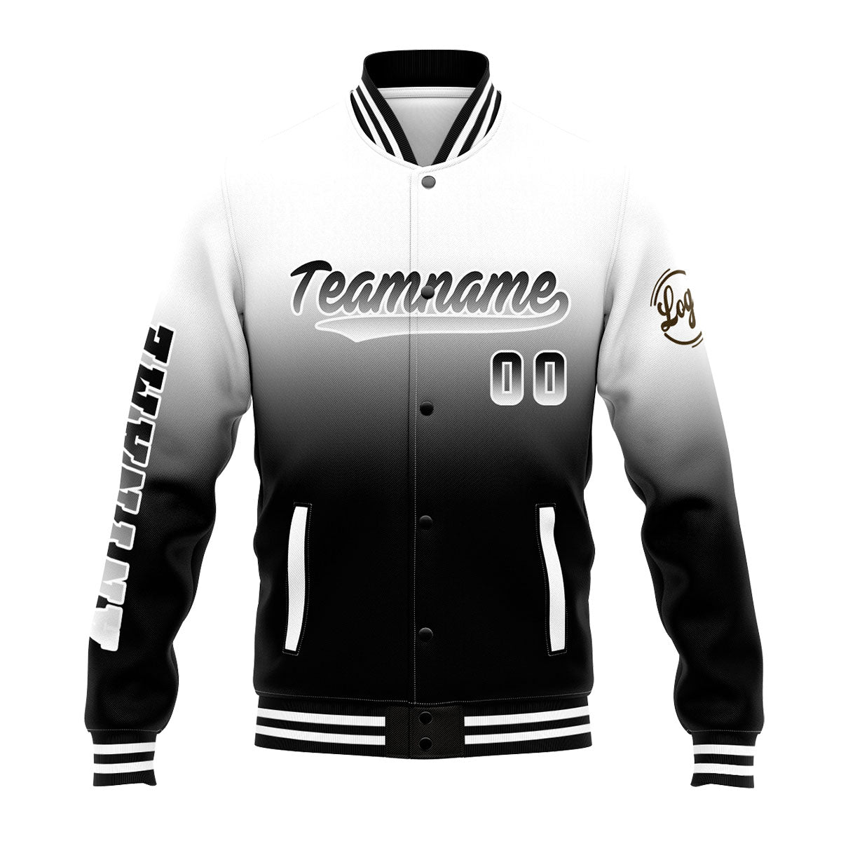 Custom Varsity Jacket Letterman Jacket For Men, Women And Youth White&Black