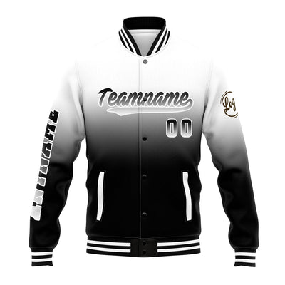 Custom Varsity Jacket Letterman Jacket For Men, Women And Youth White&Black
