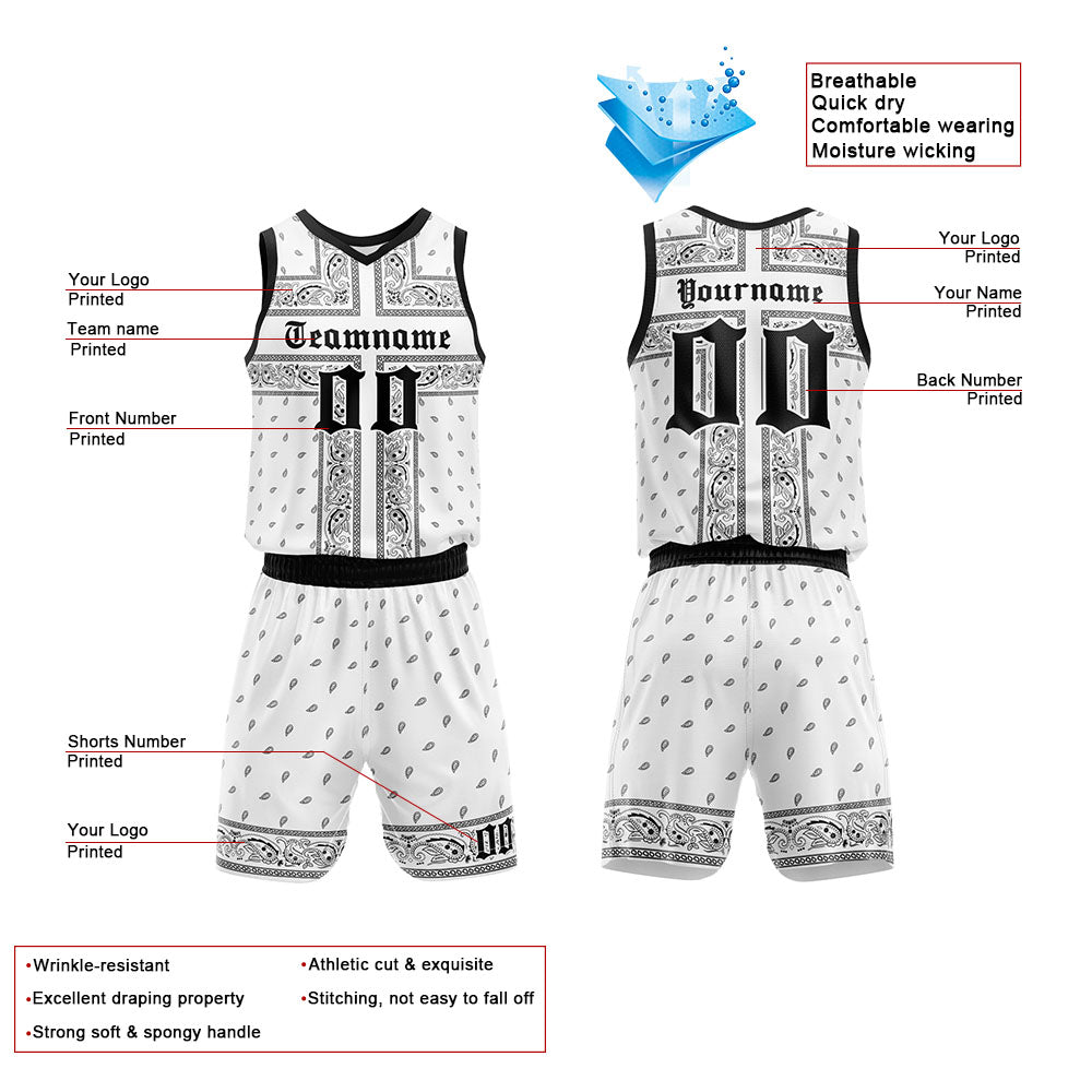 Custom White-Black Basketball Jersey for man women uniform Suit Kids Adults Personalized Jersey