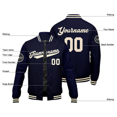 Custom Varsity Jacket Letterman Jacket For Men, Women And Youth Navy Cream