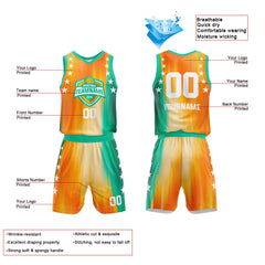 Custom Orange-Green Basketball Jersey for man women uniform Suit Kids Adults Personalized Jersey