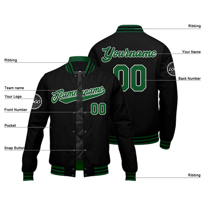 Custom Varsity Jacket Letterman Jacket For Men, Women And Youth Green Black
