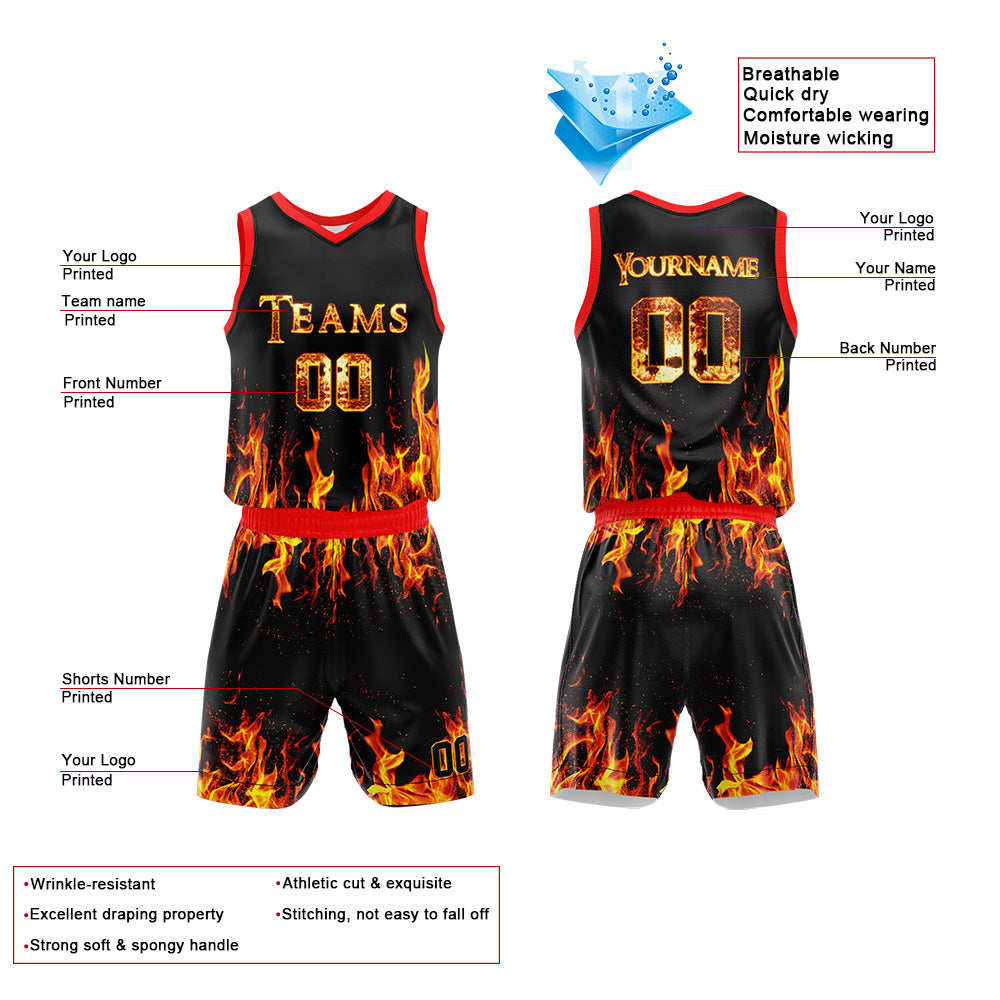 Custom Flame Basketball Jersey for man women uniform Suit Kids Adults Personalized Jersey