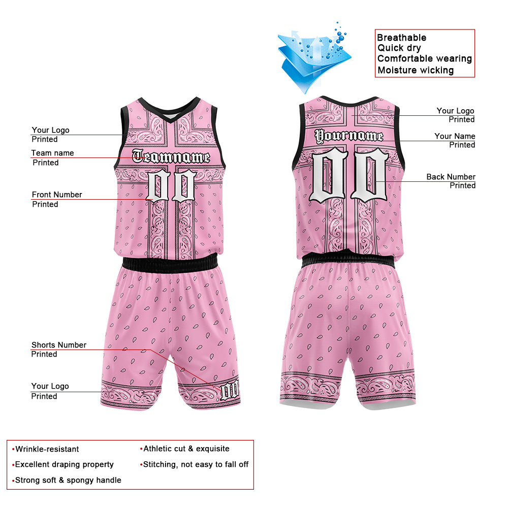 Custom Pink-Black Basketball Jersey for man women uniform Suit Kids Adults Personalized Jersey