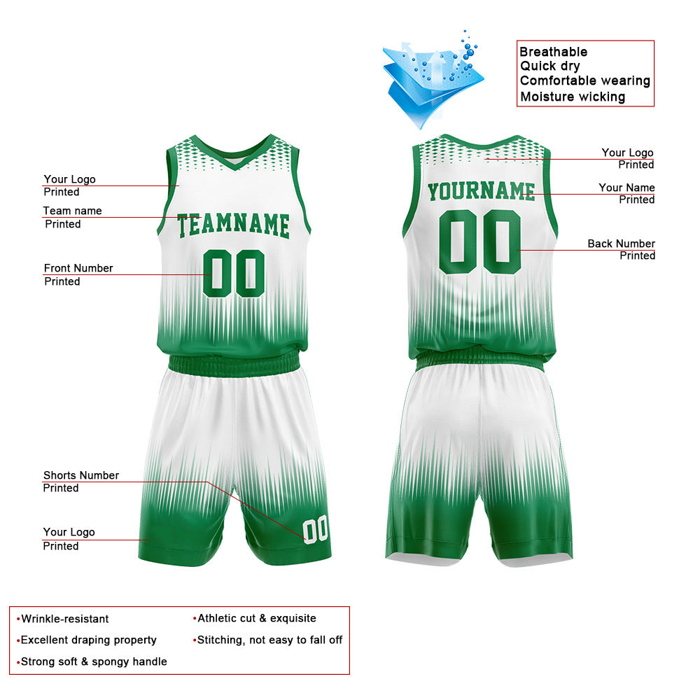 Custom White-Green Basketball Jersey for man women uniform Suit Kids Adults Personalized Jersey