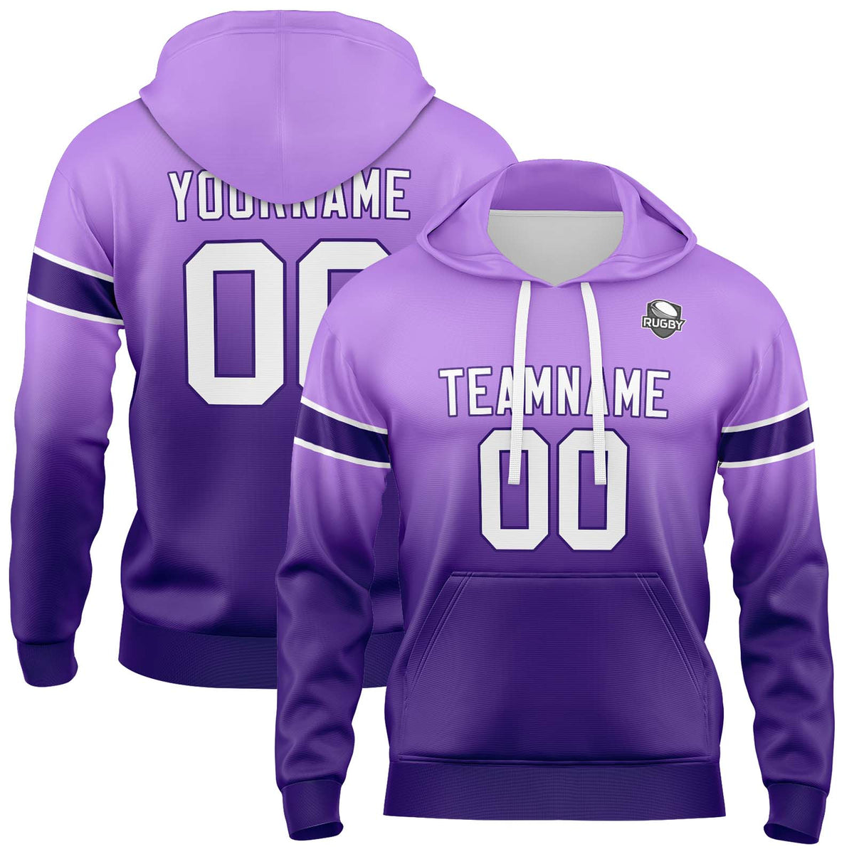 Custom Gradient Hoodie For Man Woman Girl Boy Print Your Logo Name Number Purple