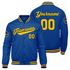 Custom Varsity Jacket Letterman Jacket For Men, Women And Youth Royal Yellow