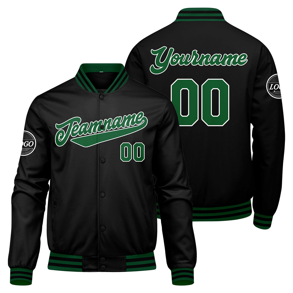 Custom Varsity Jacket Letterman Jacket For Men, Women And Youth Green Black