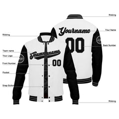 Custom Varsity Jacket Letterman Jacket For Men, Women And Youth Black White