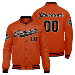 Custom Varsity Jacket Letterman Jacket For Men, Women And Youth Black Orange