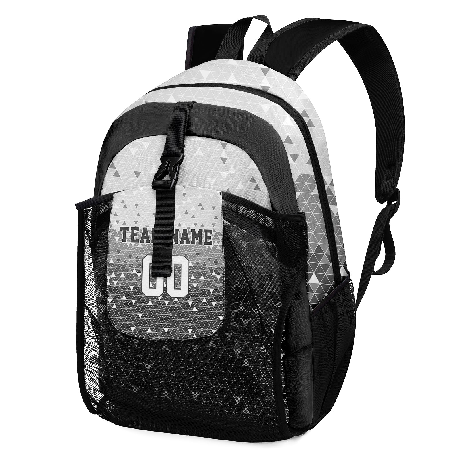 Customize Light Gray White Sports Backpacks Featuring Personalized Names, Numbers and Logos