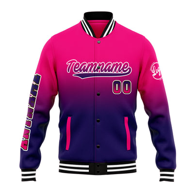 Custom Varsity Jacket Letterman Jacket For Men, Women And Youth Rose&Dark Purple