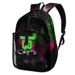 Customize Pink Green Sports Backpacks Featuring Personalized Names, Numbers and Logos