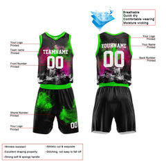 Custom Rose-Neon Green Basketball Jersey for man women uniform Suit Kids Adults Personalized Jersey