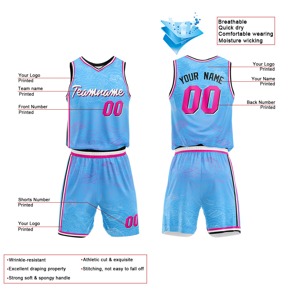 Custom Light Blue Basketball Jersey for man women uniform Suit Kids Adults Personalized Jersey