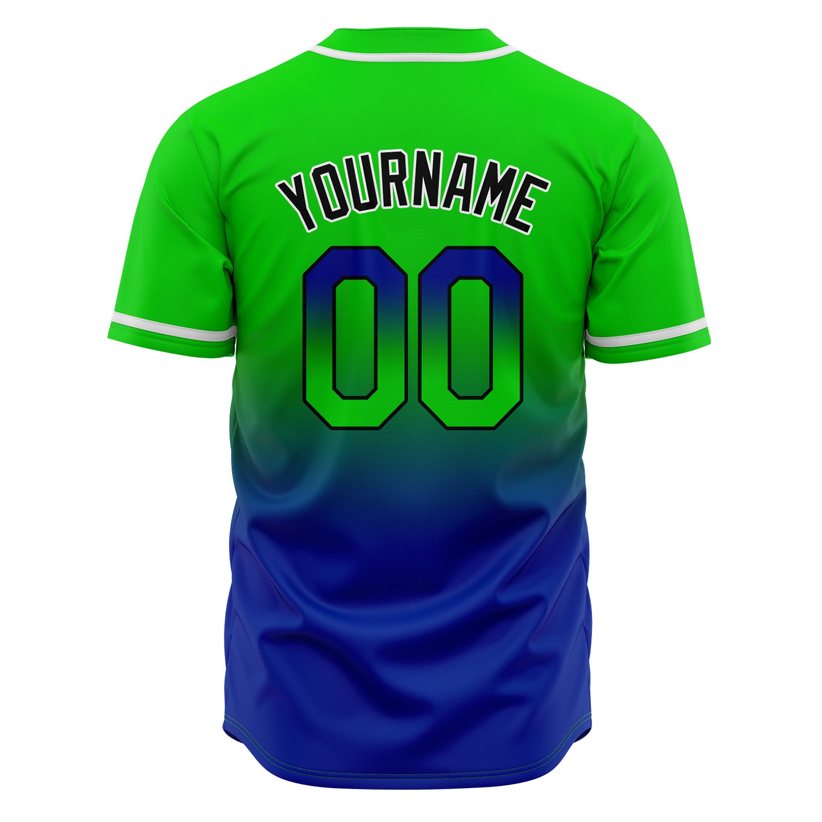 Custom Gradient Print Hip Hop Button Down Baseball Jersey Green&Blue