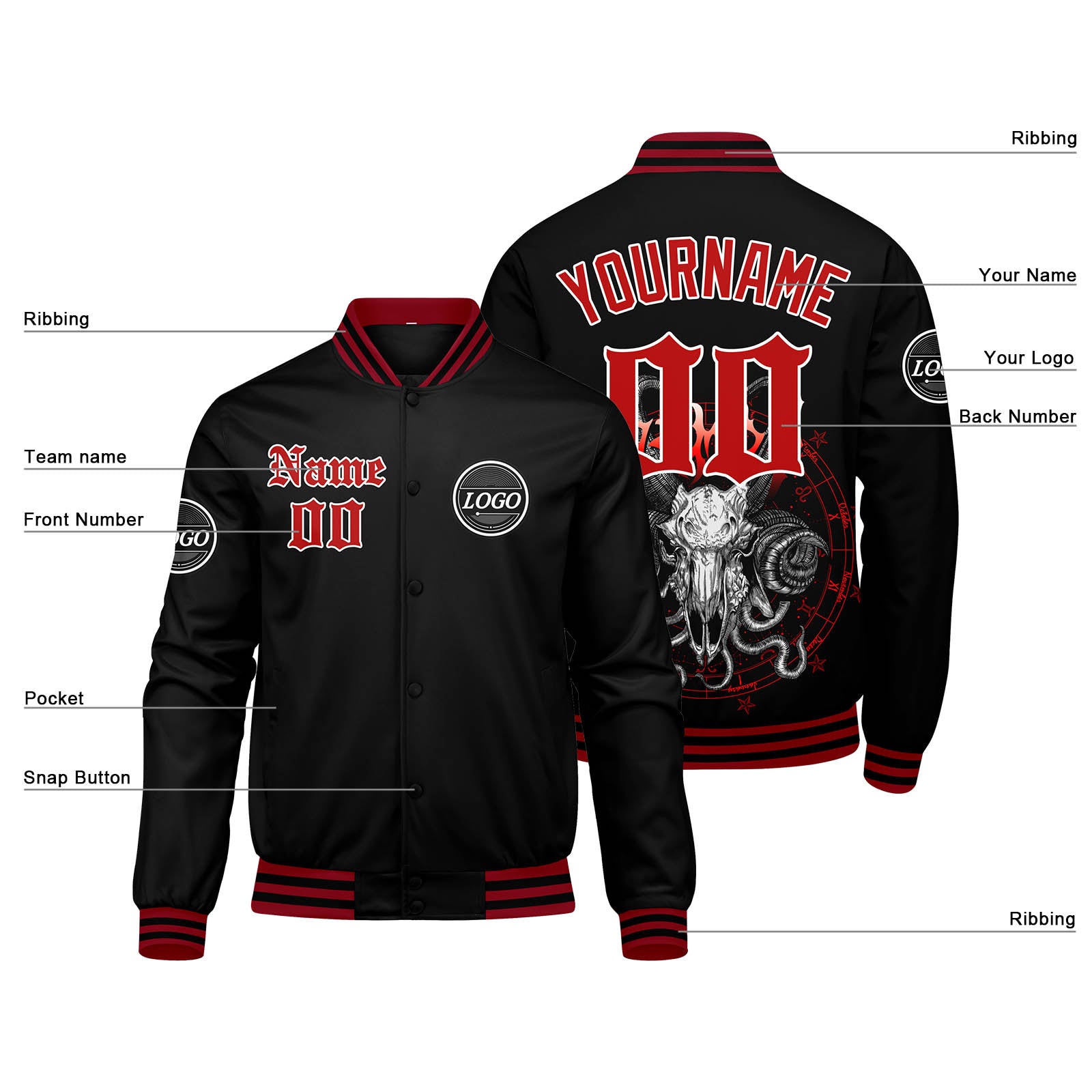 Custom Varsity Jacket Letterman Jacket For Men, Women And Youth Red