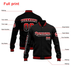 Custom Varsity Jacket Letterman Jacket For Men, Women And Youth Black Red