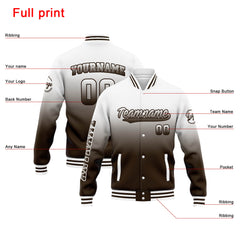 Custom Varsity Jacket Letterman Jacket For Men, Women And Youth White Brown Gradient