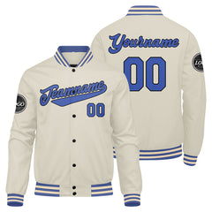 Custom Varsity Jacket Letterman Jacket For Men, Women And Youth Cream Blue