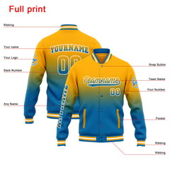 Custom Varsity Jacket Letterman Jacket For Men, Women And Youth Orange Blue Gradient